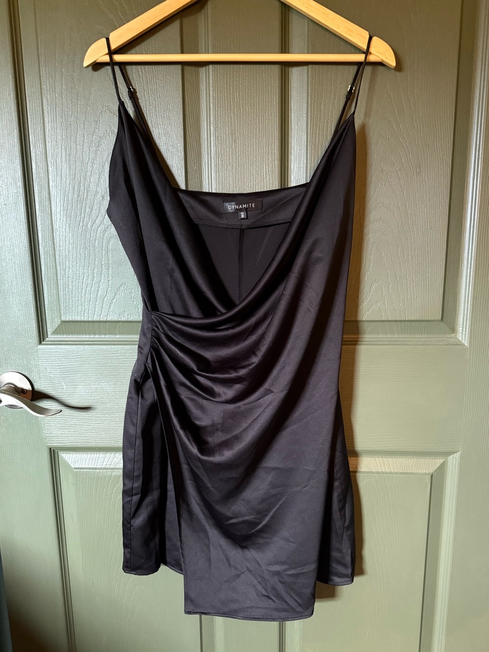 Dynamite Black Satin Cowl Slip Dress - Women